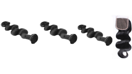 Body Wave Closure with 3 Body Wave Weft Bundles